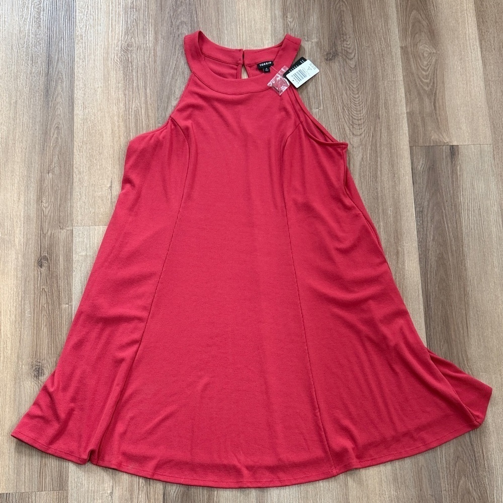 NWT Torrid Mini Rib Trapeze Dress American Beauty Red Swing Knee Length Size 3X - Picture 4 of 13